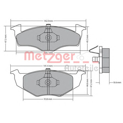 Photo Kit de plaquettes de frein, frein à disque METZGER 1170217