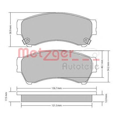 Photo Kit de plaquettes de frein, frein à disque METZGER 1170270