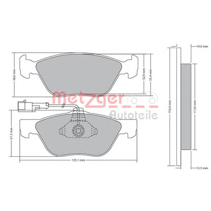 Photo Kit de plaquettes de frein, frein à disque METZGER 1170647