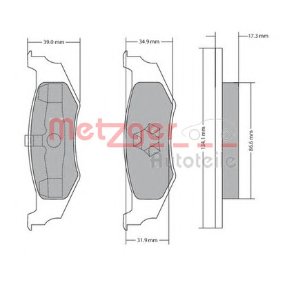 Photo Brake Pad Set, disc brake METZGER 1170320