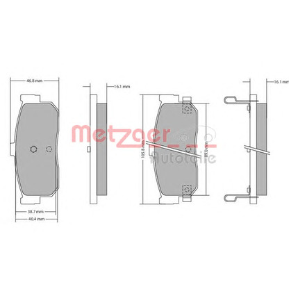 Photo Brake Pad Set, disc brake METZGER 1170387