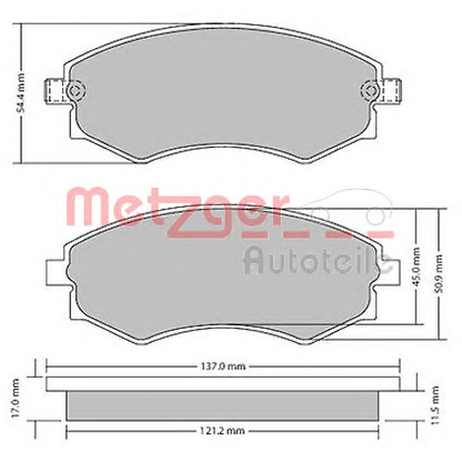 Photo Brake Pad Set, disc brake METZGER 1170394