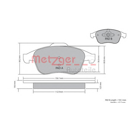 Foto Bremsbelagsatz, Scheibenbremse METZGER 1170409