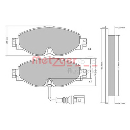 Photo Brake Pad Set, disc brake METZGER 1170411