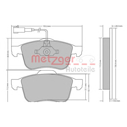 Photo Kit de plaquettes de frein, frein à disque METZGER 1170424