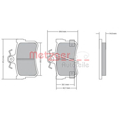 Photo Brake Pad Set, disc brake METZGER 1170447