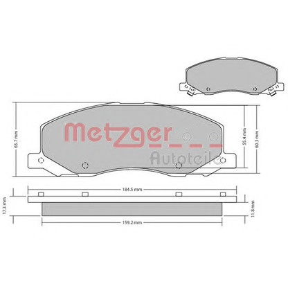 Photo Kit de plaquettes de frein, frein à disque METZGER 1170468