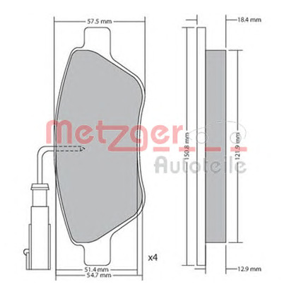 Photo Brake Pad Set, disc brake METZGER 1170615