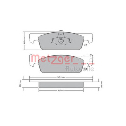 Photo Kit de plaquettes de frein, frein à disque METZGER 1170621