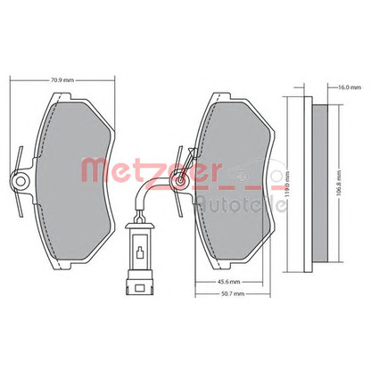 Photo Brake Pad Set, disc brake METZGER 1170623