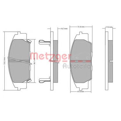 Photo Brake Pad Set, disc brake METZGER 1170649