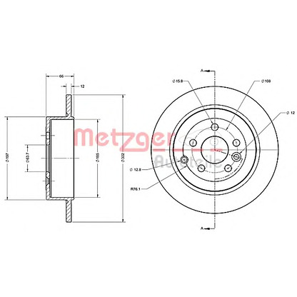 Foto Disco de freno METZGER 6110366