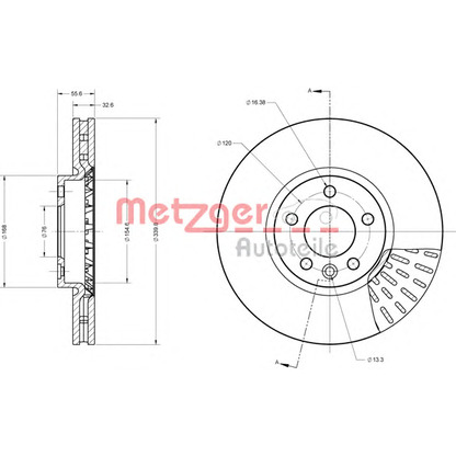 Foto Disco de freno METZGER 6110621