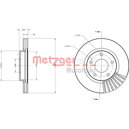 Foto Disco de freno METZGER 6110684