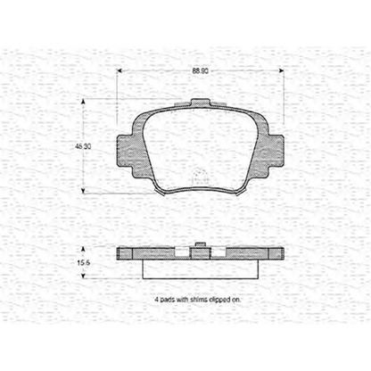 Photo Kit de plaquettes de frein, frein à disque MAGNETI MARELLI 363702160540